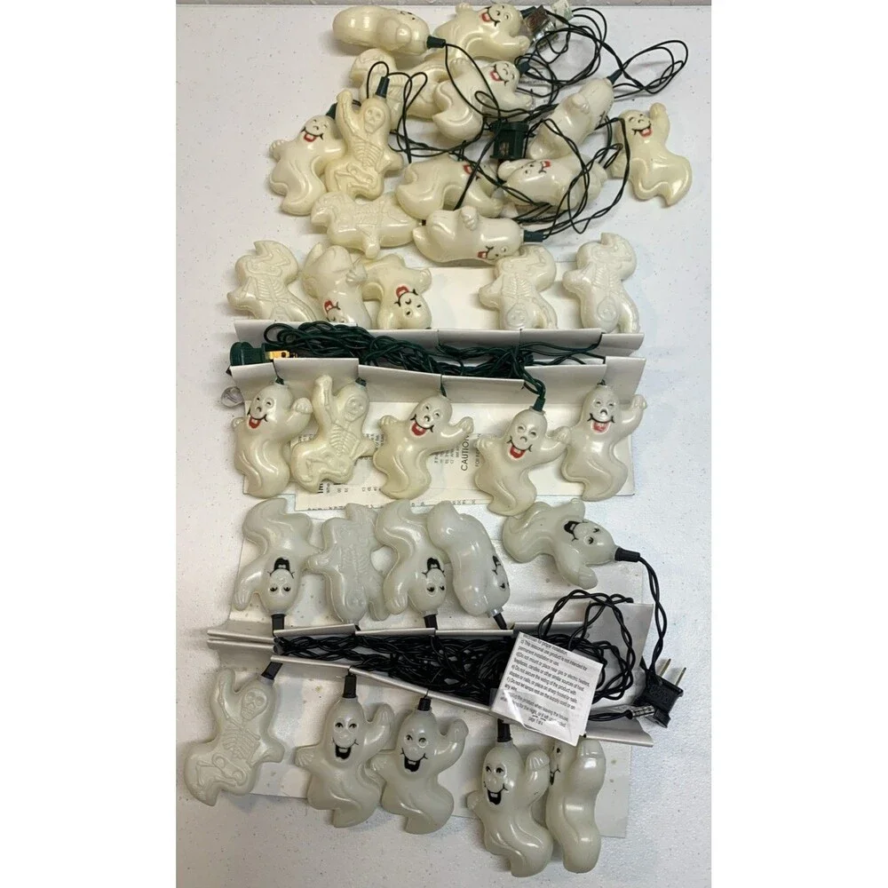 Vintage Halloween Blow Mold Ghost String Lights X 3
